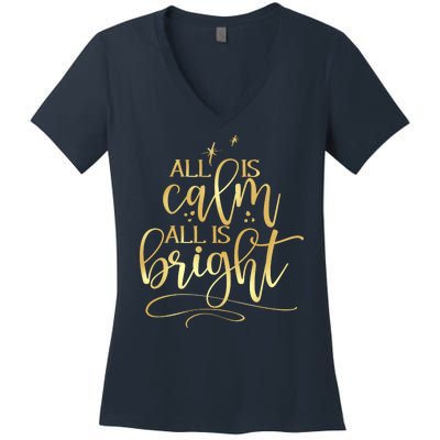 Christmas All Is Calm All Is Bright Women's V-Neck T-Shirt