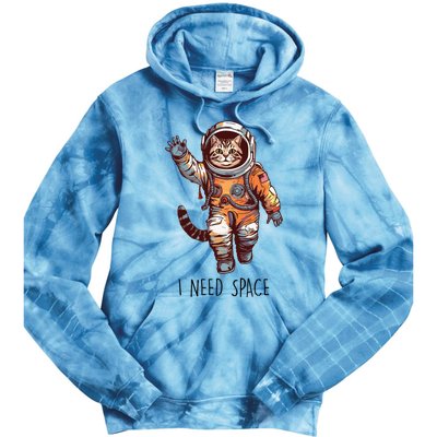 Cat Astronaut I Need Space Universe Outer Space Kitty Lover Tie Dye Hoodie