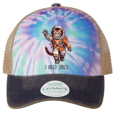 Cat Astronaut I Need Space Universe Outer Space Kitty Lover Legacy Tie Dye Trucker Hat