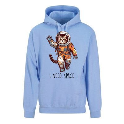 Cat Astronaut I Need Space Universe Outer Space Kitty Lover Unisex Surf Hoodie