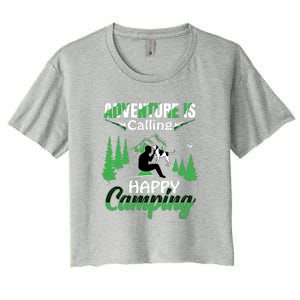 Camper Adventure Is Calling Happy Camping Dog Gift Women's Crop Top Tee