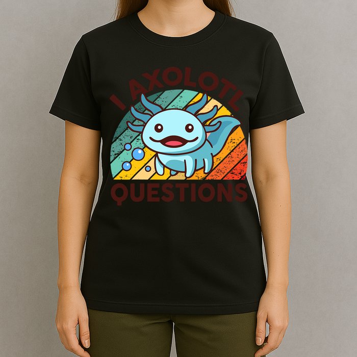 CAT Axolotl I Axolotl Questions Funny Retro T-Shirt