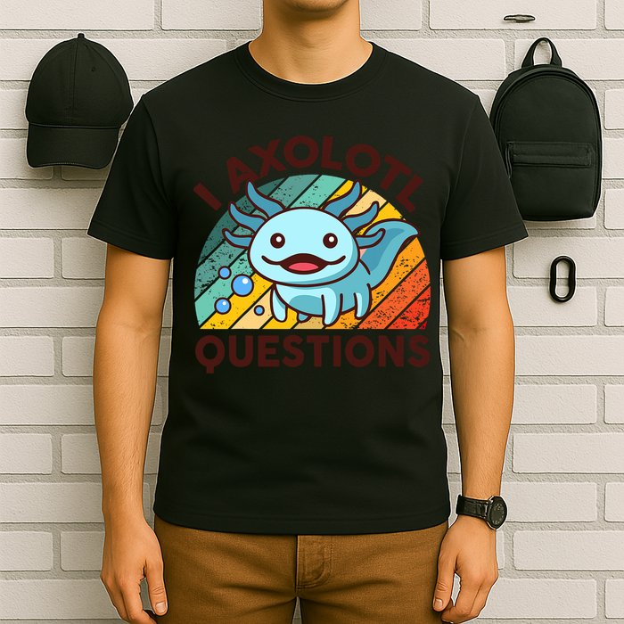 CAT Axolotl I Axolotl Questions Funny Retro T-Shirt