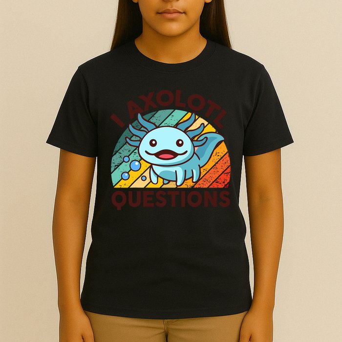 CAT Axolotl I Axolotl Questions Funny Retro T-Shirt