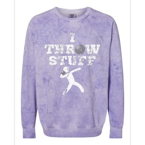 Classic Aged I Throw Stuff Shot Put Athlete Throwing Colorblast Crewneck Sweatshirt