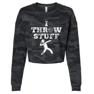 Classic Aged I Throw Stuff Shot Put Athlete Throwing Cropped Pullover Crew