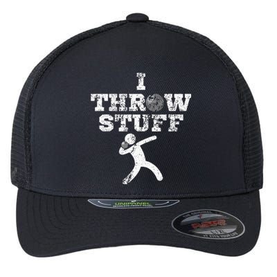 Classic Aged I Throw Stuff Shot Put Athlete Throwing Flexfit Unipanel Trucker Cap