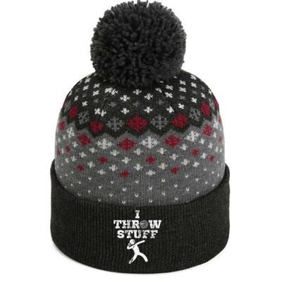 Classic Aged I Throw Stuff Shot Put Athlete Throwing The Baniff Cuffed Pom Beanie