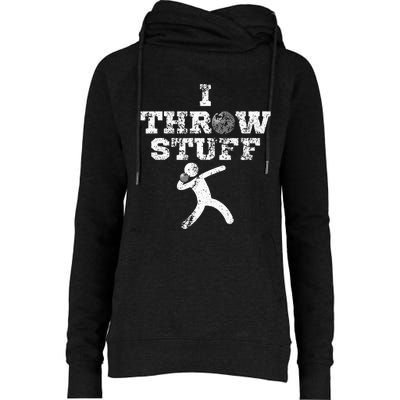 Classic Aged I Throw Stuff Shot Put Athlete Throwing Womens Funnel Neck Pullover Hood