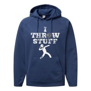 Classic Aged I Throw Stuff Shot Put Athlete Throwing Performance Fleece Hoodie