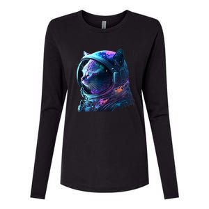 Cat Astronaut In Space Suit And Helmet In The Cosmos Funny Womens Cotton Relaxed Long Sleeve T-Shirt