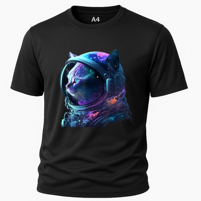 Cat Astronaut In Space Suit And Helmet In The Cosmos Funny Performance Shirt