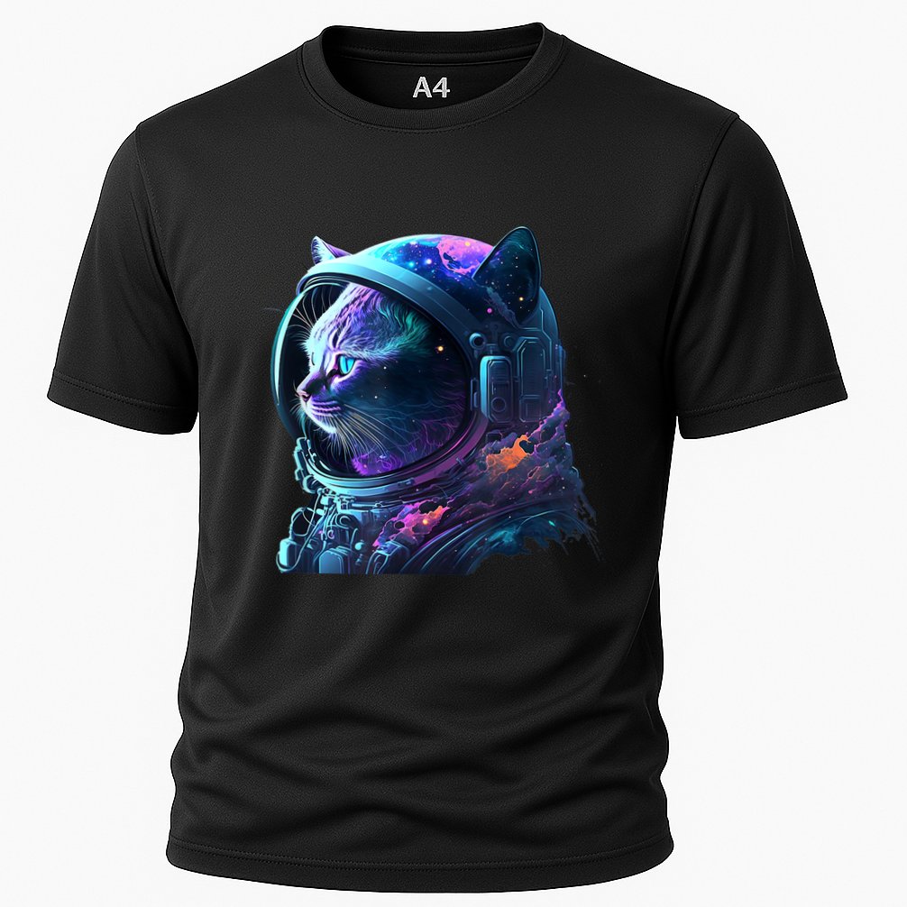 Cat Astronaut In Space Suit And Helmet In The Cosmos Funny Performance Shirt