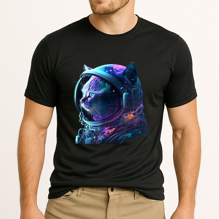 Cat Astronaut In Space Suit And Helmet In The Cosmos Funny Performance Shirt