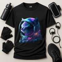 Cat Astronaut In Space Suit And Helmet In The Cosmos Funny Performance Shirt