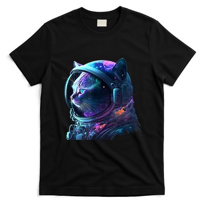 Cat Astronaut In Space Suit And Helmet In The Cosmos Funny T-Shirt