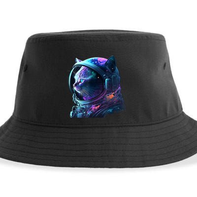 Cat Astronaut In Space Suit And Helmet In The Cosmos Funny Sustainable Bucket Hat