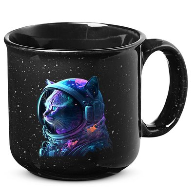 Cat Astronaut In Space Suit And Helmet In The Cosmos Funny 15oz Campfire Ceramic Mug