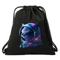 Cat Astronaut In Space Suit And Helmet In The Cosmos Funny Drawstring Bag