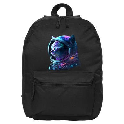 Cat Astronaut In Space Suit And Helmet In The Cosmos Funny 16 in Basic Backpack