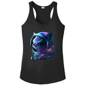 Cat Astronaut In Space Suit And Helmet In The Cosmos Funny Ladies PosiCharge Competitor Racerback Tank