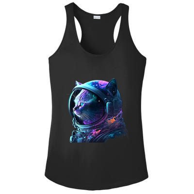 Cat Astronaut In Space Suit And Helmet In The Cosmos Funny Ladies PosiCharge Competitor Racerback Tank