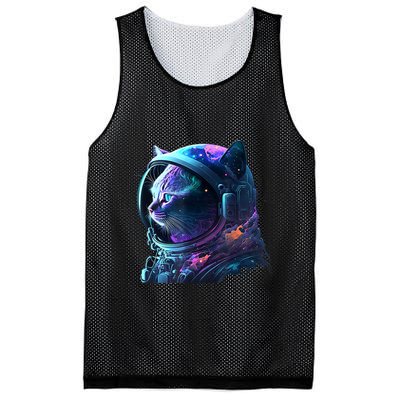 Cat Astronaut In Space Suit And Helmet In The Cosmos Funny Mesh Reversible Basketball Jersey Tank