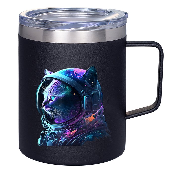 Cat Astronaut In Space Suit And Helmet In The Cosmos Funny 12oz Stainless Steel Coffee Mug