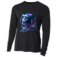 Cat Astronaut In Space Suit And Helmet In The Cosmos Funny Cooling Performance Long Sleeve Crew