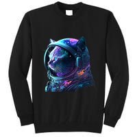 Cat Astronaut In Space Suit And Helmet In The Cosmos Funny Tall Sweatshirt