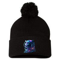 Cat Astronaut In Space Suit And Helmet In The Cosmos Funny Pom Pom 12in Knit Beanie