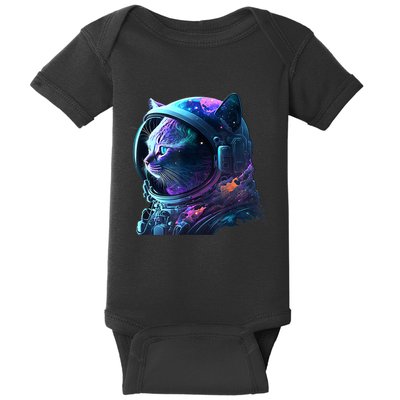 Cat Astronaut In Space Suit And Helmet In The Cosmos Funny Baby Bodysuit