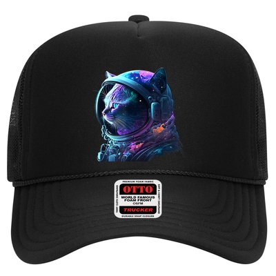 Cat Astronaut In Space Suit And Helmet In The Cosmos Funny Trucker Hat