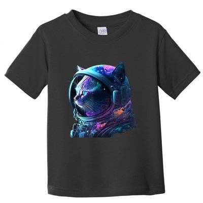 Cat Astronaut In Space Suit And Helmet In The Cosmos Funny Toddler T-Shirt