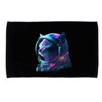 Cat Astronaut In Space Suit And Helmet In The Cosmos Funny Microfiber Hand Towel