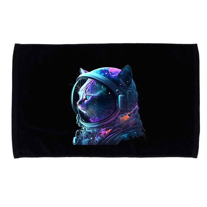 Cat Astronaut In Space Suit And Helmet In The Cosmos Funny Microfiber Hand Towel
