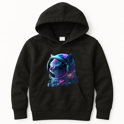 Cat Astronaut In Space Suit And Helmet In The Cosmos Funny Kids Hoodie