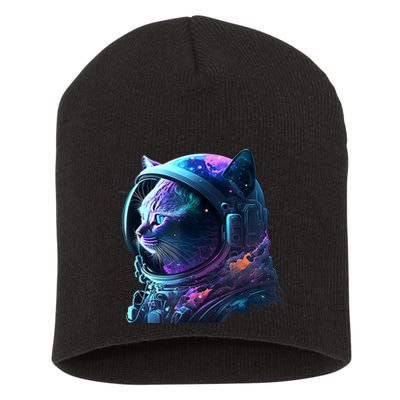 Cat Astronaut In Space Suit And Helmet In The Cosmos Funny Short Acrylic Beanie