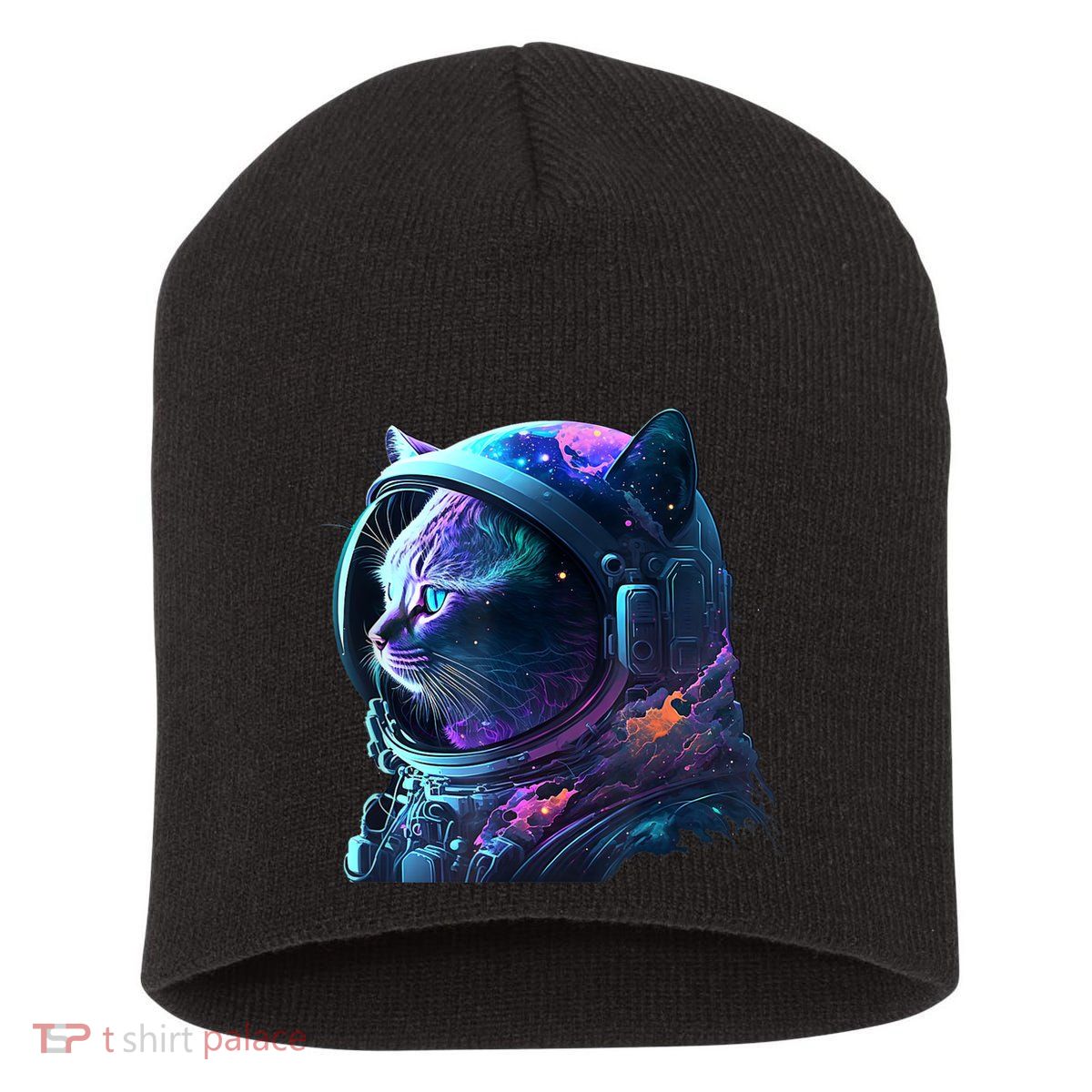 Cat Astronaut In Space Suit And Helmet In The Cosmos Funny Short Acrylic Beanie