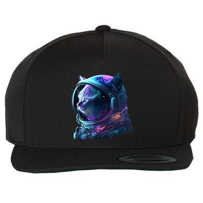 Cat Astronaut In Space Suit And Helmet In The Cosmos Funny Wool Snapback Cap