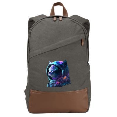 Cat Astronaut In Space Suit And Helmet In The Cosmos Funny Cotton Canvas Backpack