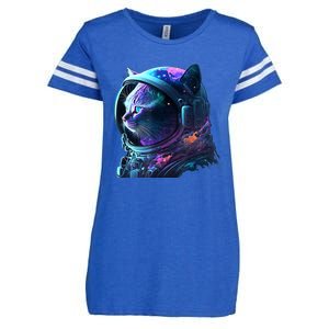 Cat Astronaut In Space Suit And Helmet In The Cosmos Funny Enza Ladies Jersey Football T-Shirt