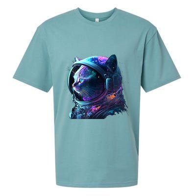 Cat Astronaut In Space Suit And Helmet In The Cosmos Funny Sueded Cloud Jersey T-Shirt