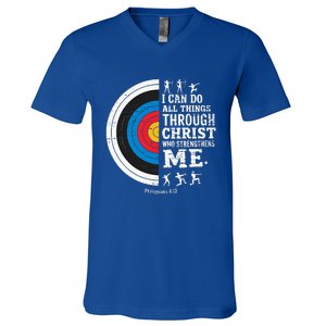 Christian Archery I Can Do All Things Religious Faith V-Neck T-Shirt