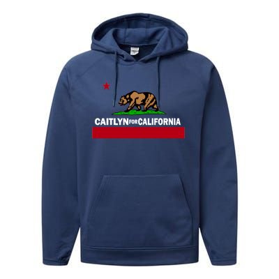 Caitlyn For California Governor Jenner Cali Flag Performance Fleece Hoodie