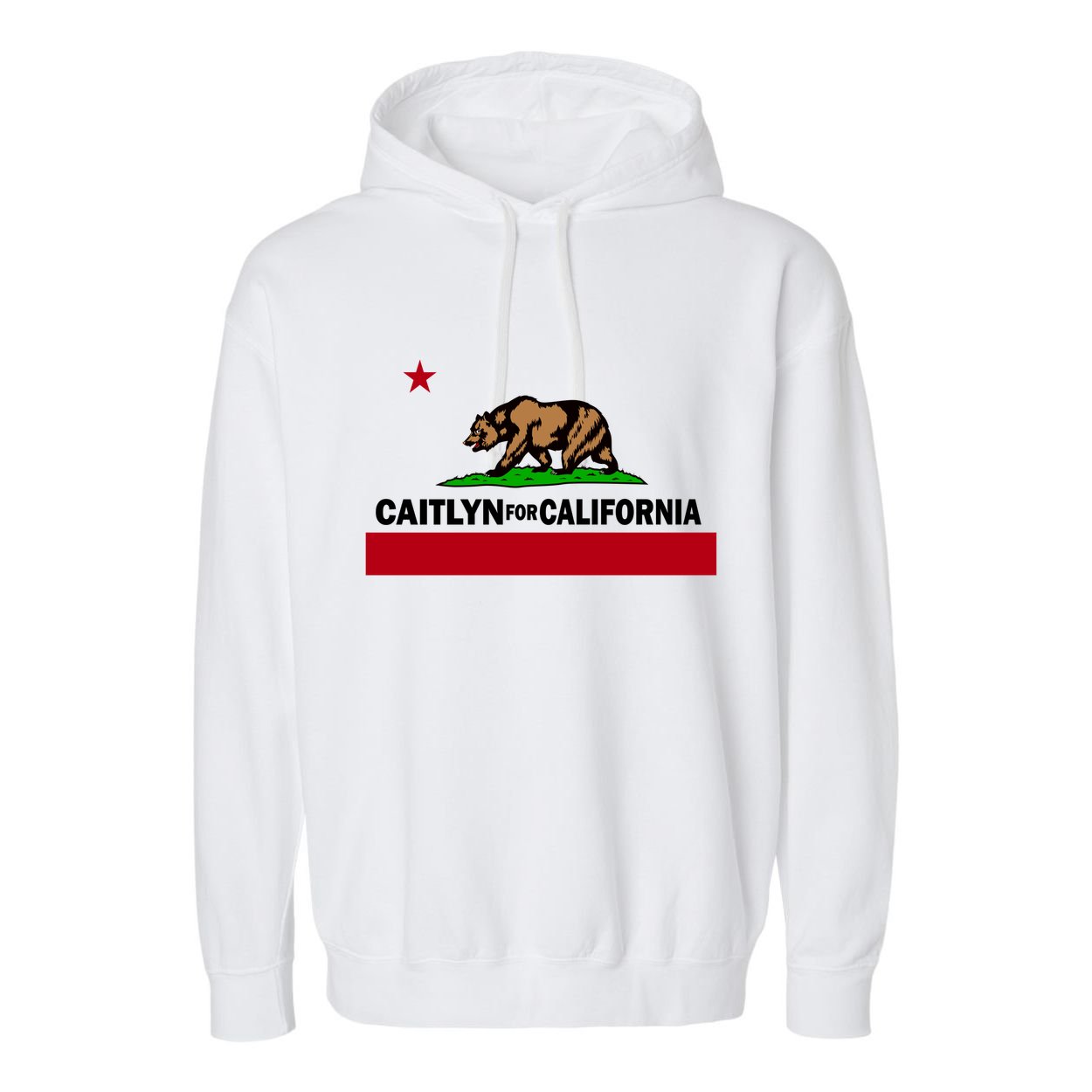 Caitlyn For California Governor Jenner Cali Flag Garment-Dyed Fleece Hoodie