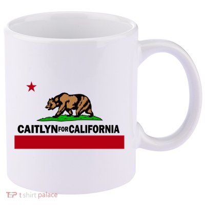 Caitlyn For California Governor Jenner Cali Flag 11oz C Handle Ceramic Mug
