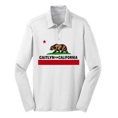 Caitlyn For California Governor Jenner Cali Flag Silk Touch Performance Long Sleeve Polo