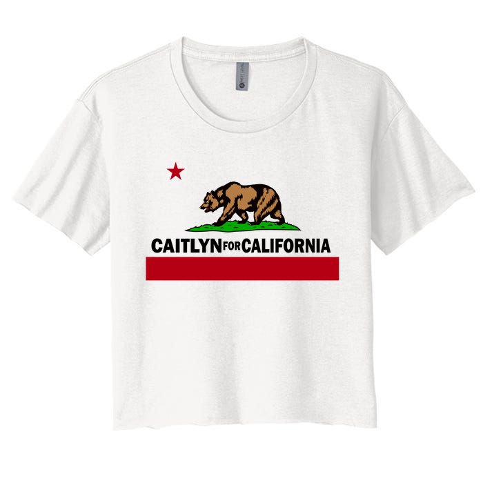 Caitlyn For California Governor Jenner Cali Flag Women's Crop Top Tee