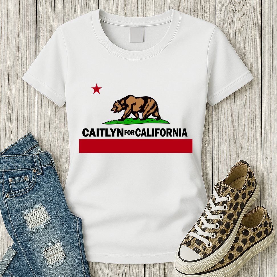 Caitlyn For California Governor Jenner Cali Flag Womens T-Shirt